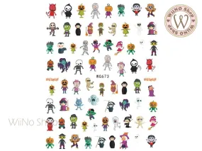 Halloween Monsters Adhesive Nail Art Sticker - 1 pc (WG673)