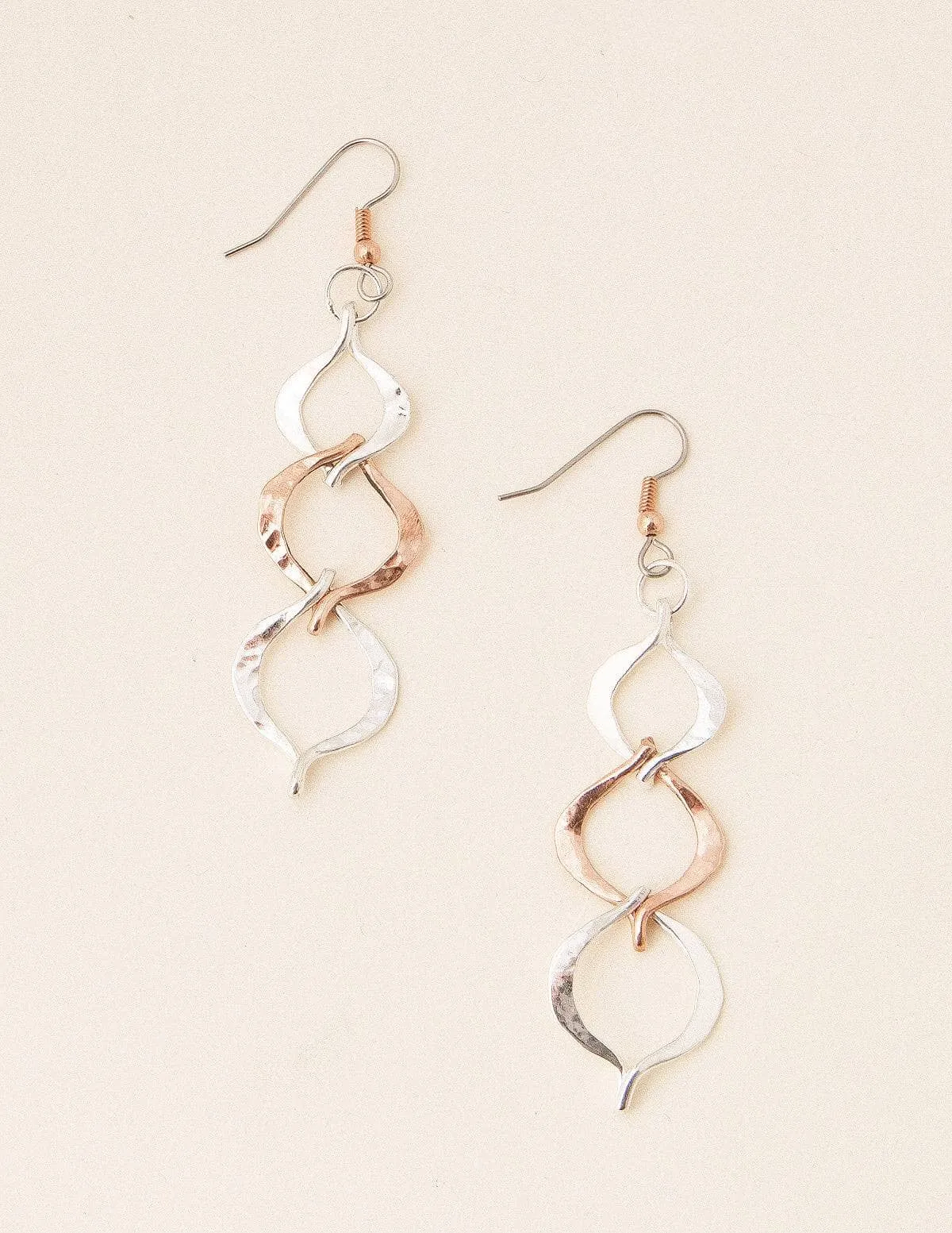 Handmade Artisan Copper Silver Earrings