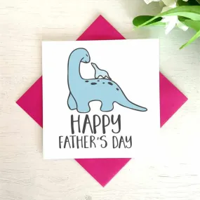 Happy Father's Day Dinosaur Design - Greetings Card