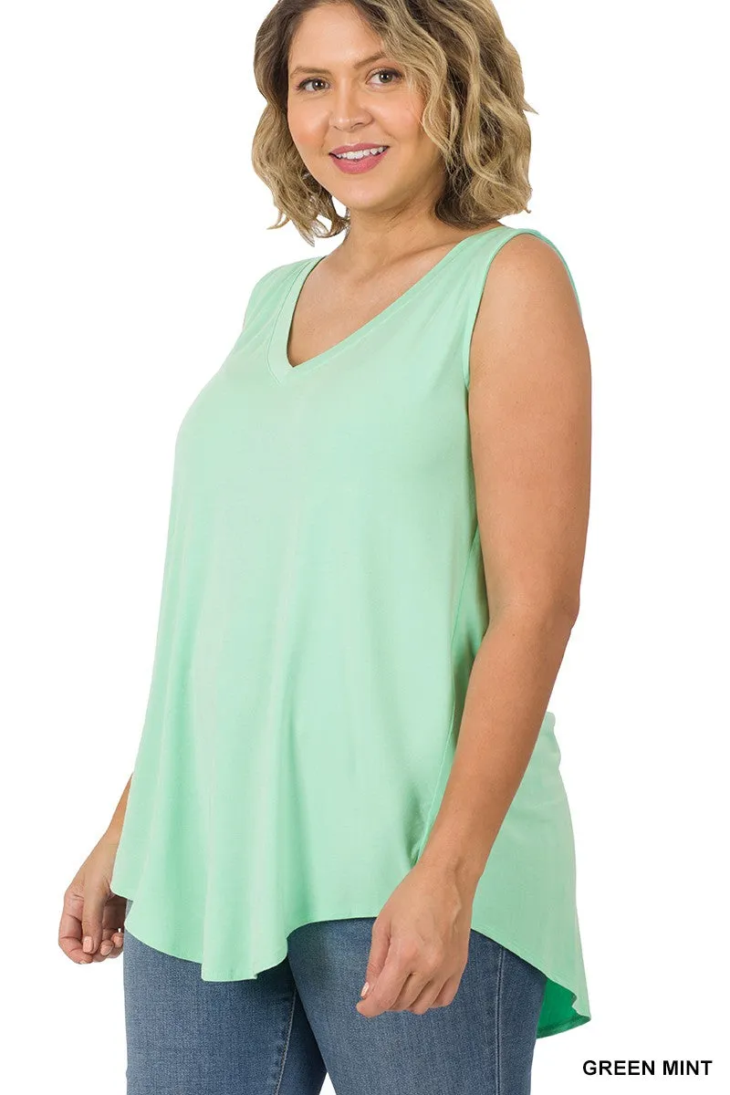 Hi-Low Sleeveless V-Neck