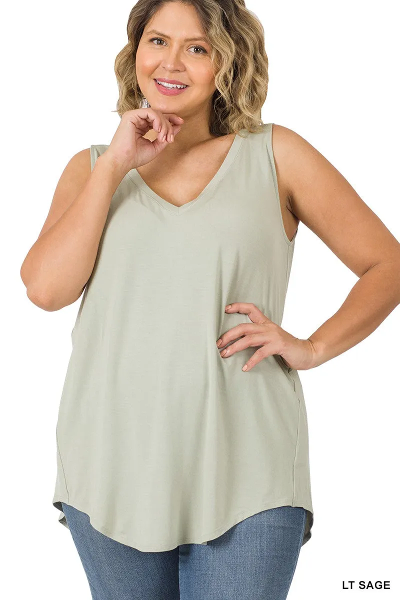 Hi-Low Sleeveless V-Neck