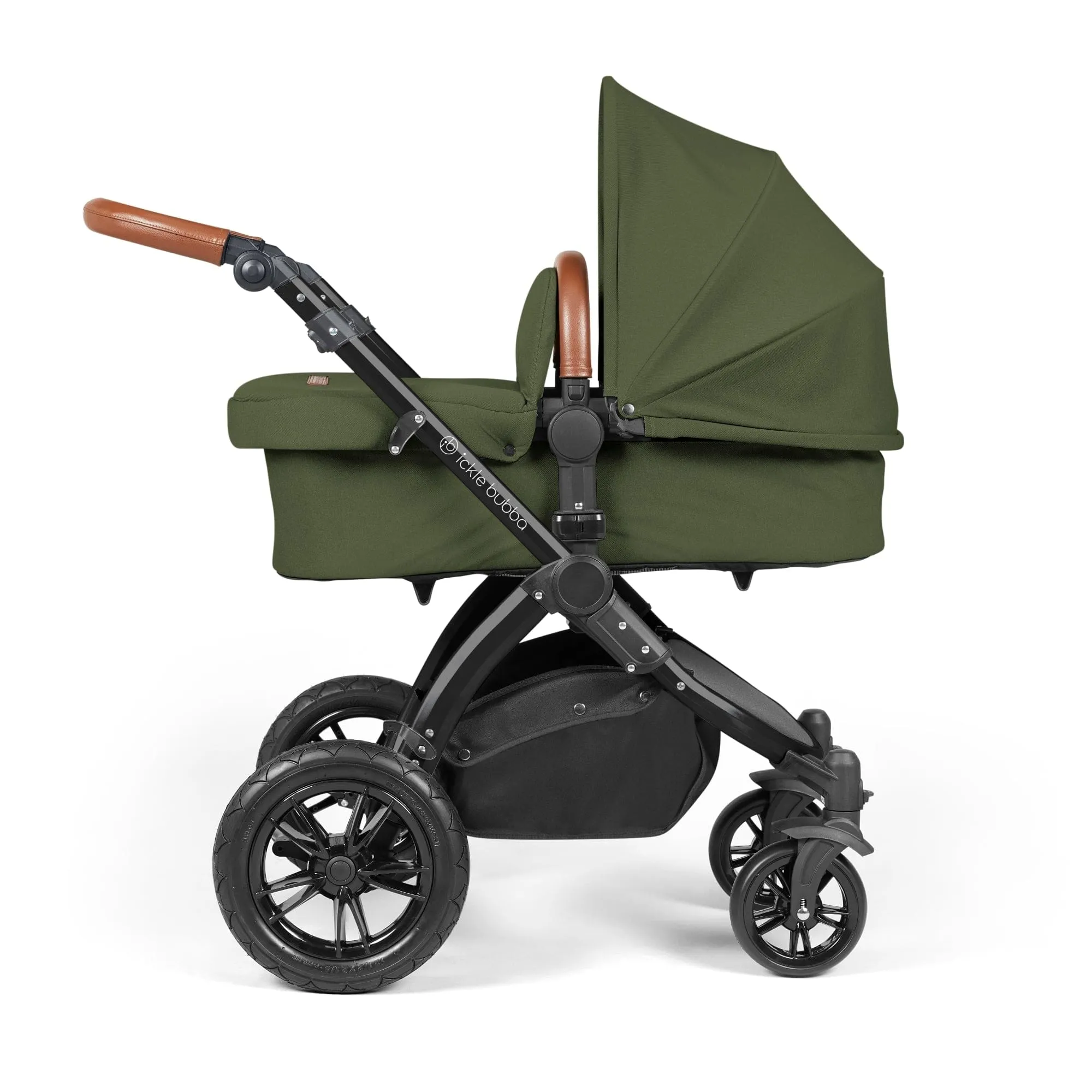 Ickle Bubba Stomp Luxe All-in-One I-Size Travel System With Isofix Base - Black / Woodland / Tan