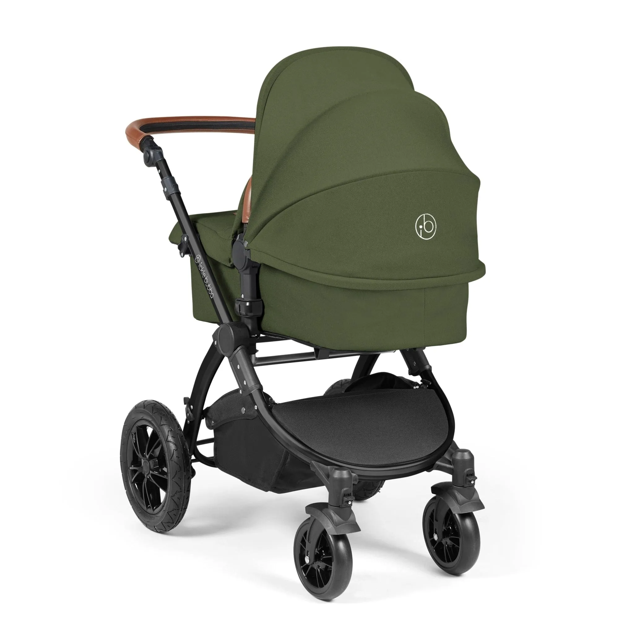 Ickle Bubba Stomp Luxe All-in-One I-Size Travel System With Isofix Base - Black / Woodland / Tan