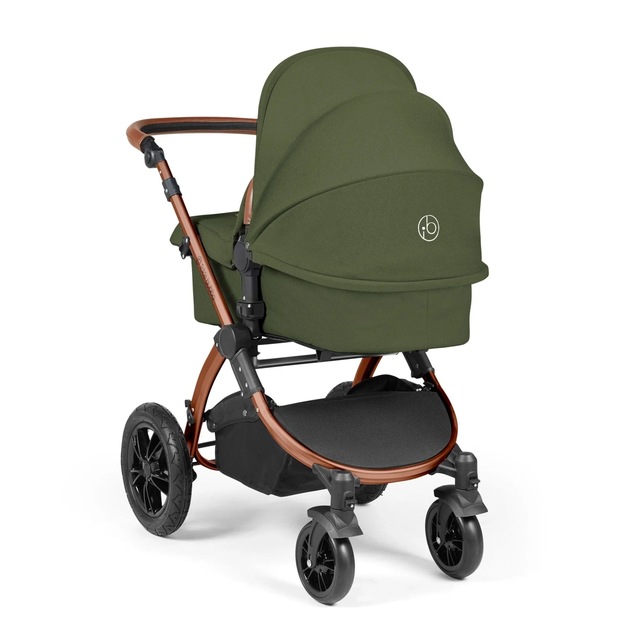 Ickle Bubba Stomp Luxe All-in-One I-Size Travel System With Isofix Base - Bronze / Woodland / Tan