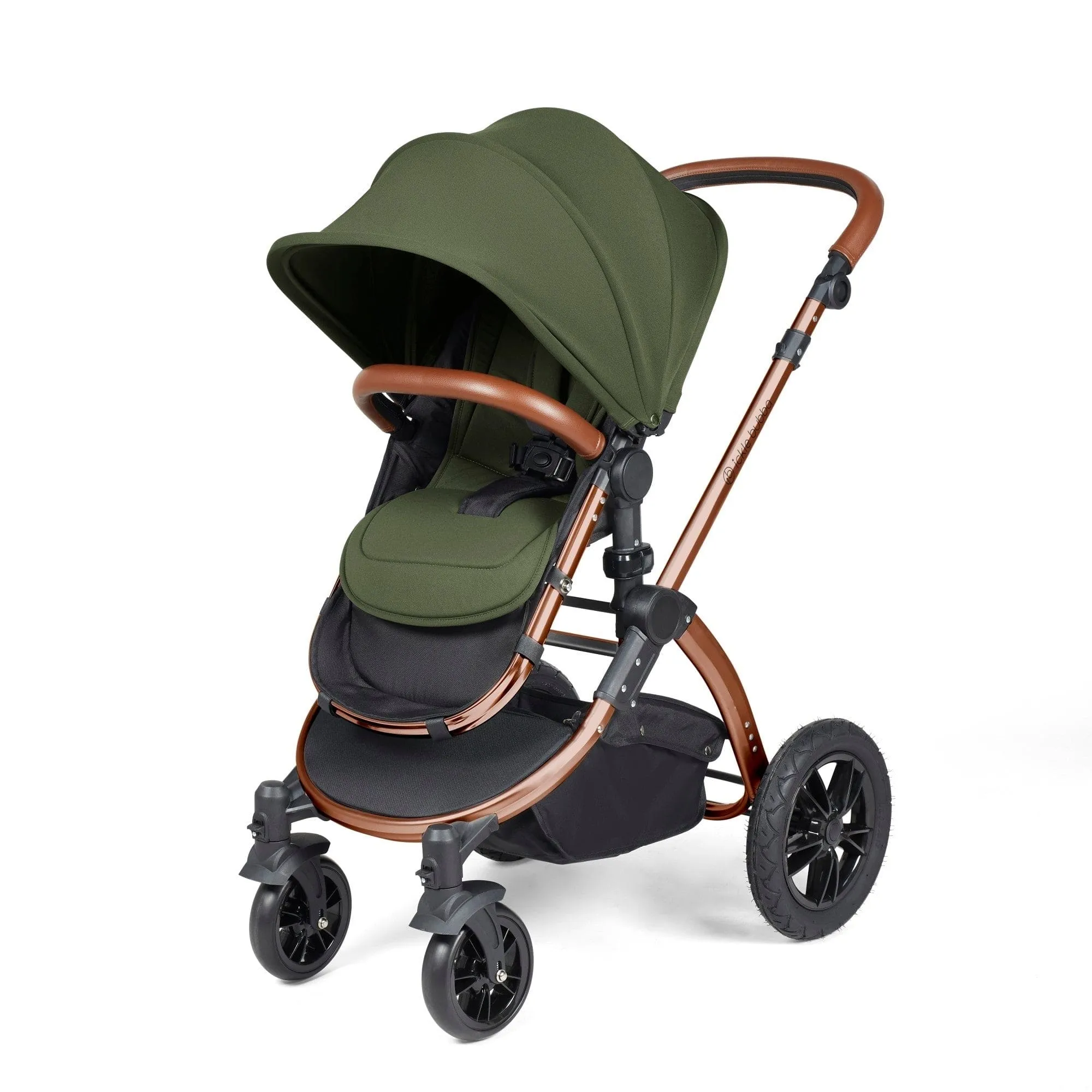 Ickle Bubba Stomp Luxe All-in-One I-Size Travel System With Isofix Base - Bronze / Woodland / Tan