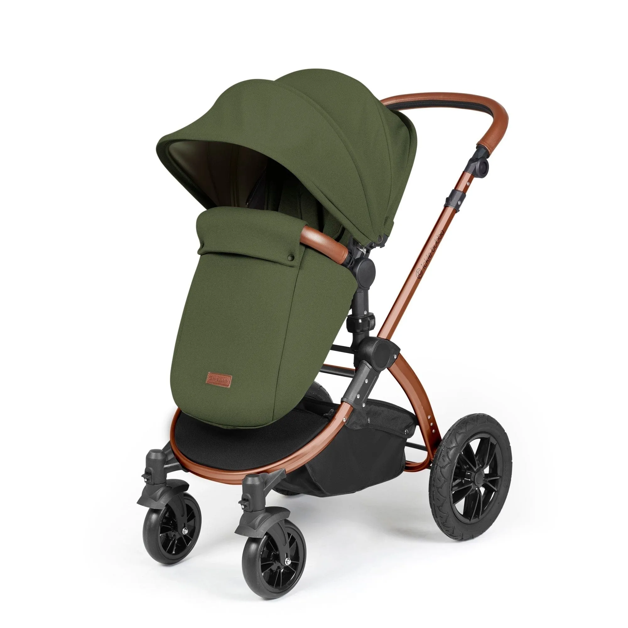 Ickle Bubba Stomp Luxe All-in-One I-Size Travel System With Isofix Base - Bronze / Woodland / Tan