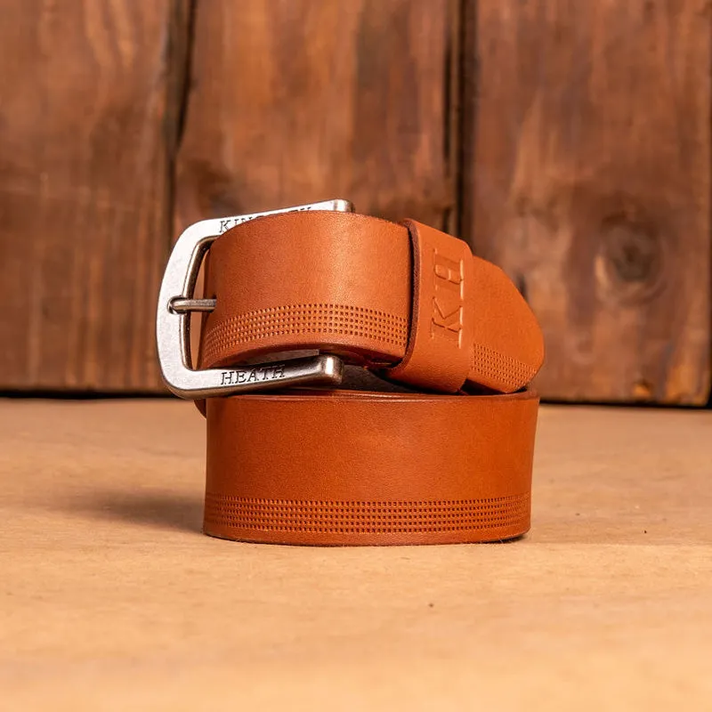 Kingsley Heath Striped Edge Belt Tan/Nickel