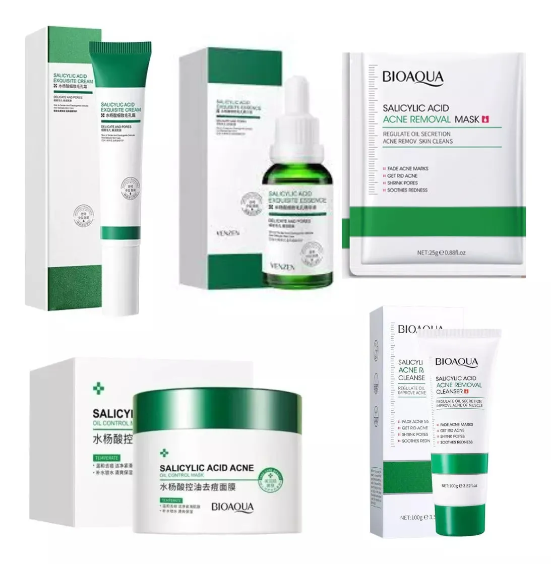 Kit/Combo x 5 cido Salicílico Anti-Acné | Tratamiento Facial Para El Acné - BIOAQUA