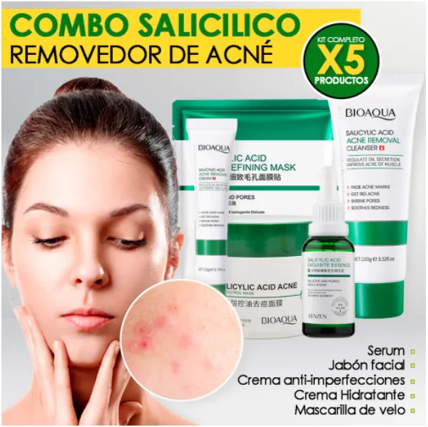 Kit/Combo x 5 cido Salicílico Anti-Acné | Tratamiento Facial Para El Acné - BIOAQUA