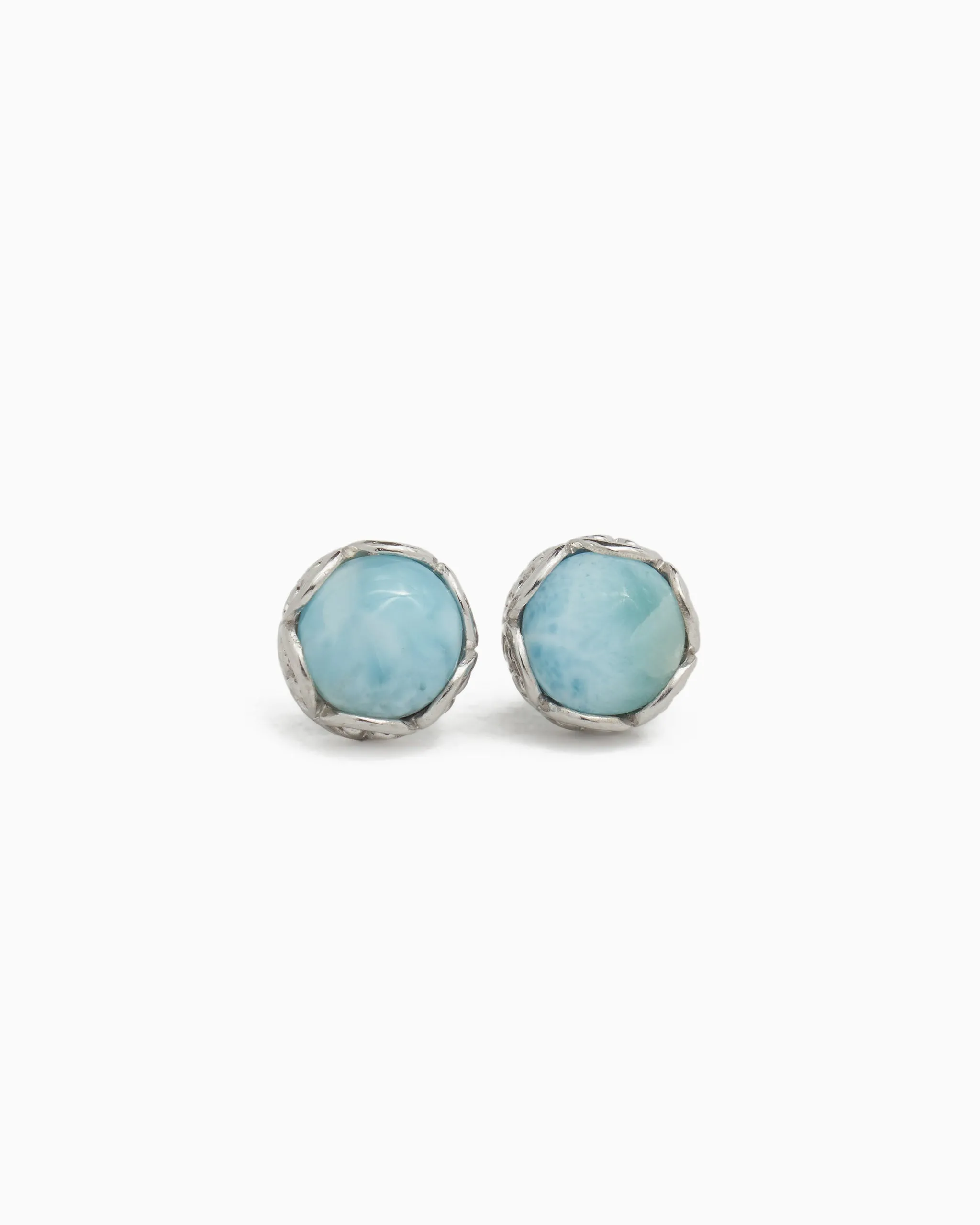 Large Princess Petroglyph Stone Studs - Larimar