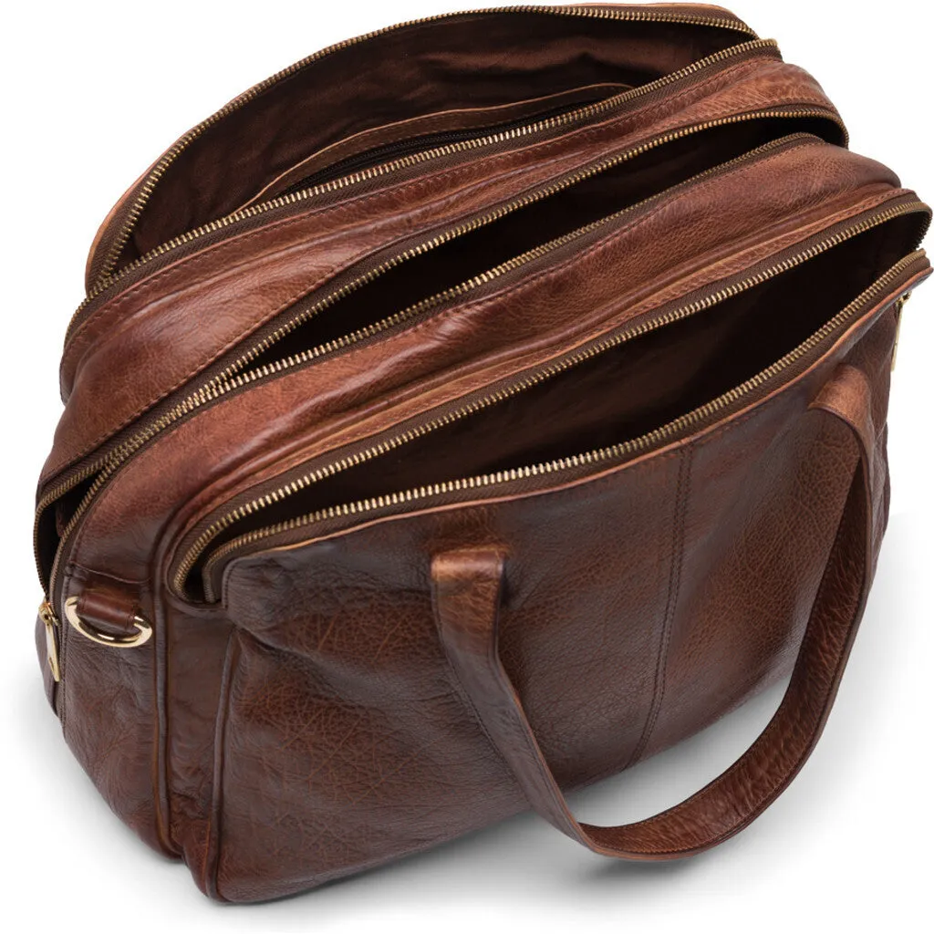 Large workbag in soft leather / 12012 - Brandy