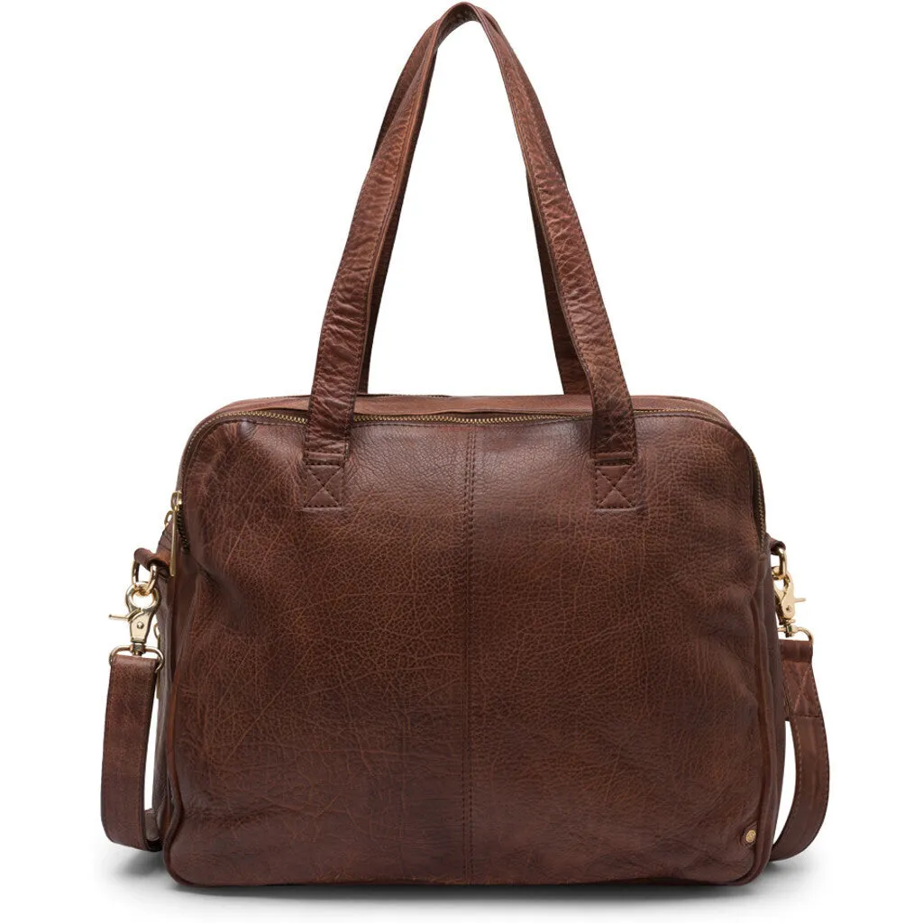 Large workbag in soft leather / 12012 - Brandy