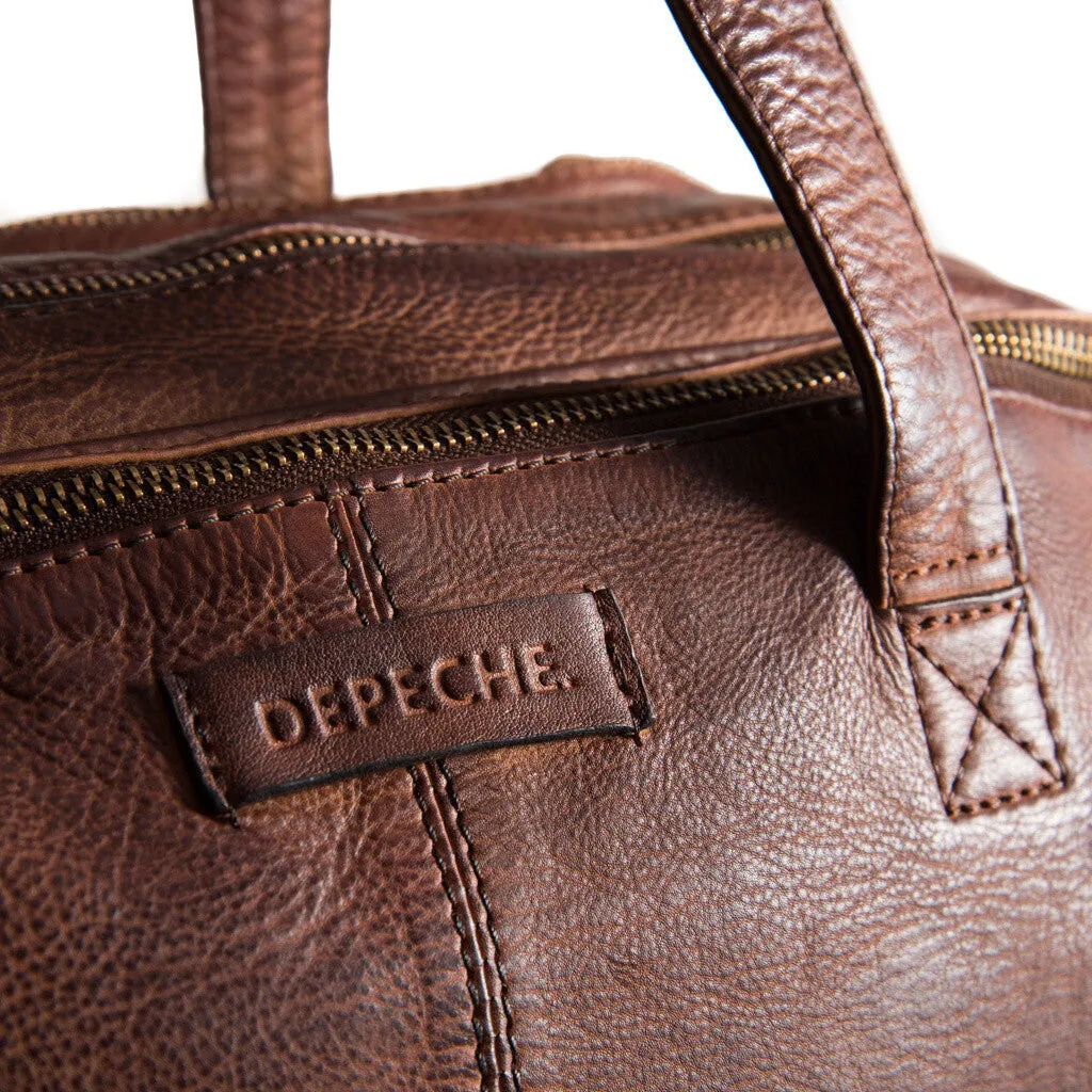 Large workbag in soft leather / 12012 - Brandy