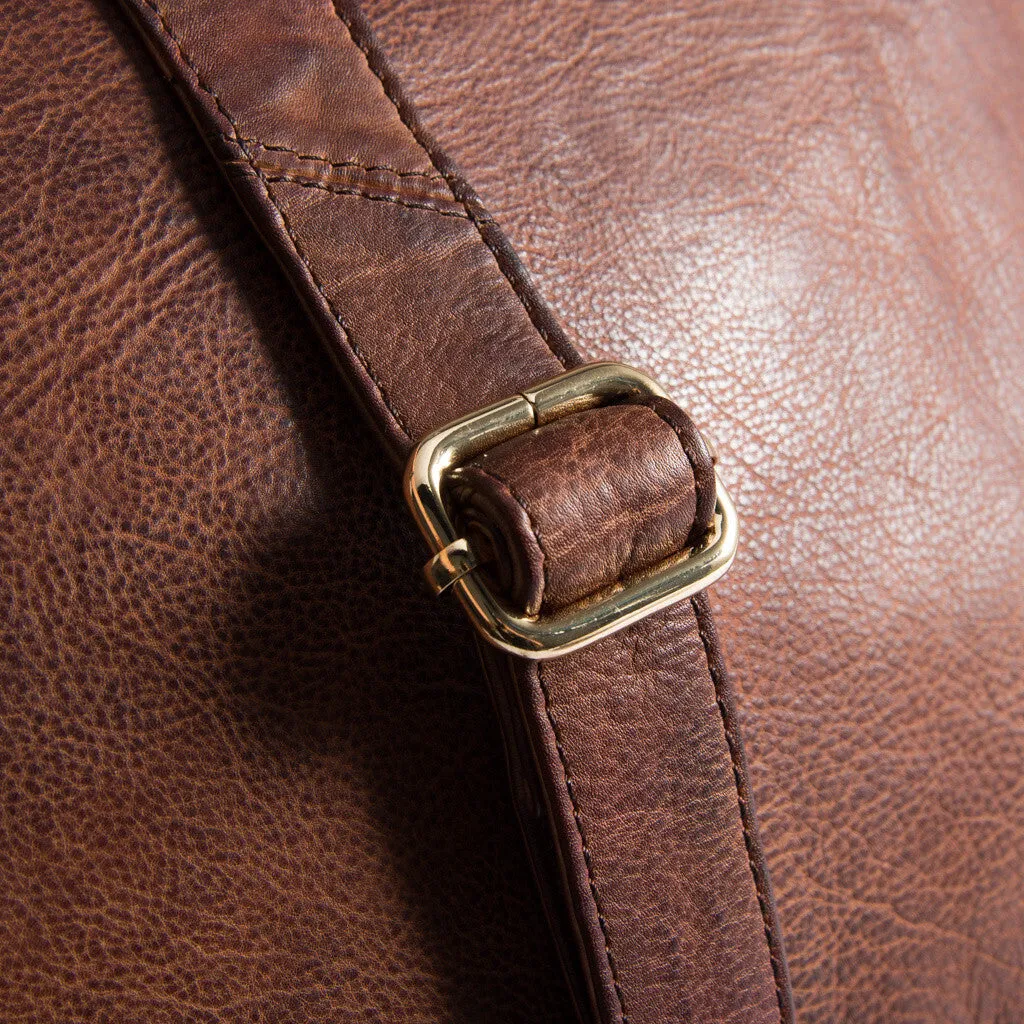 Large workbag in soft leather / 12012 - Brandy