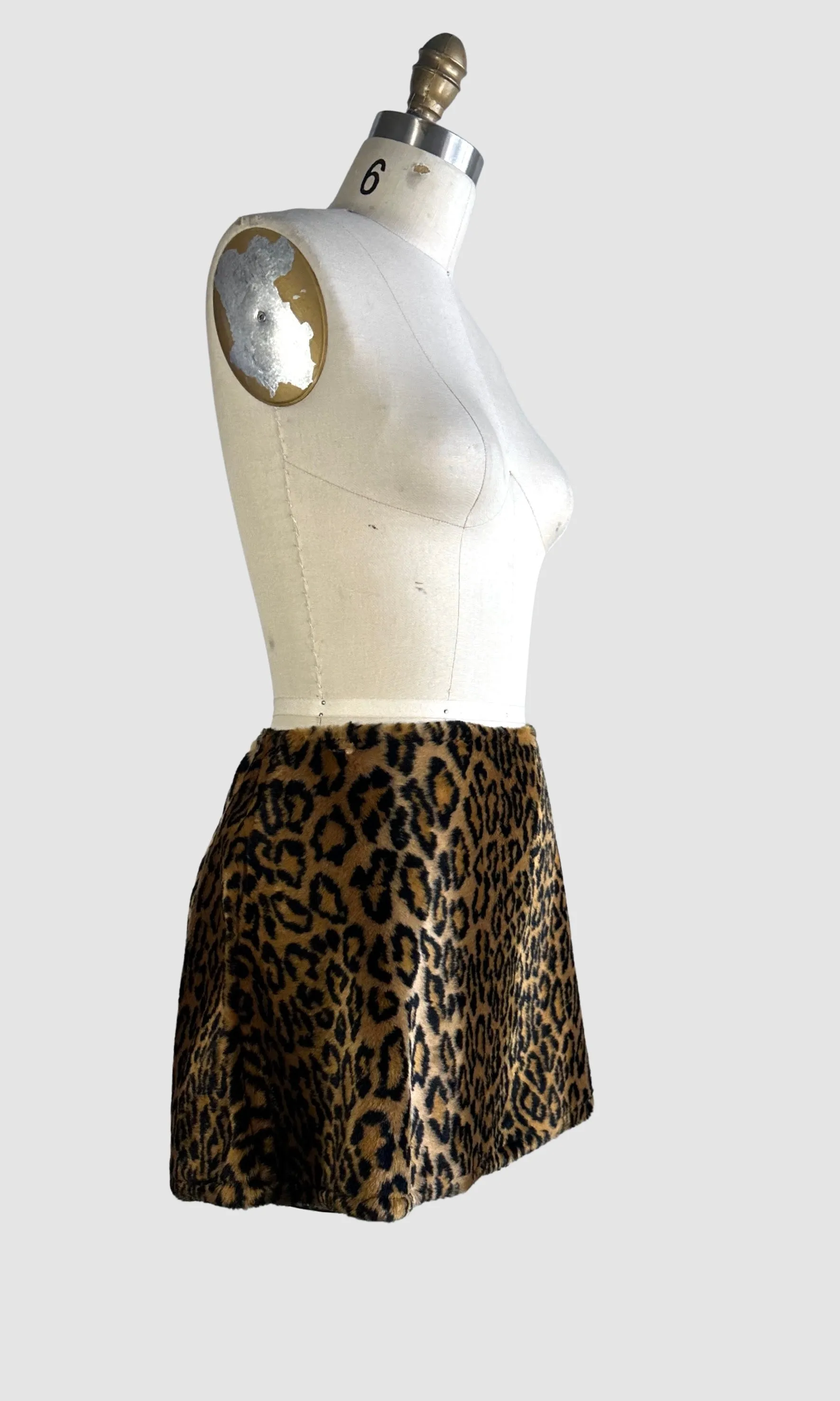 LIP SERVICE 90s Faux Fur Leopard Print Mini Skirt Small Medium