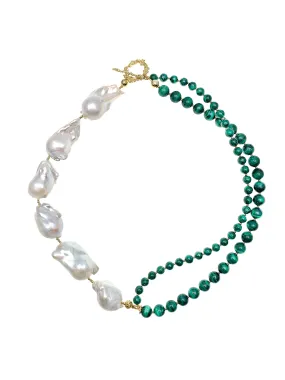 Malachite With Baroque Asymmetric Necklace GN013