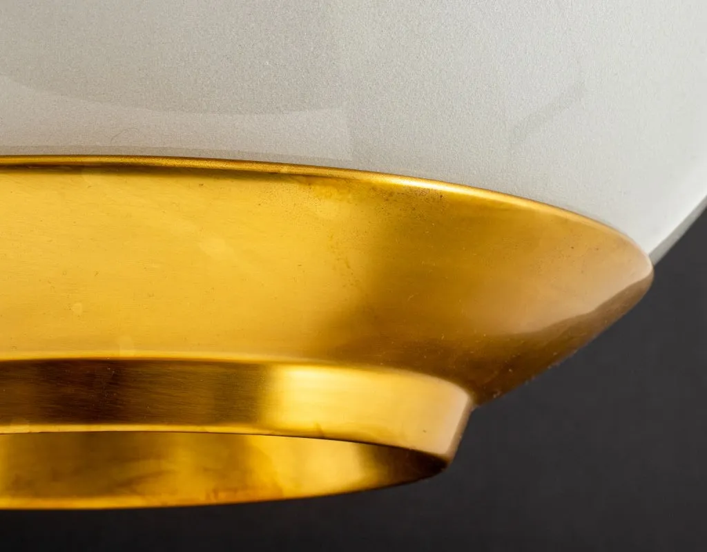 Modern Gilt Metal and Frosted Glass Ceiling Light