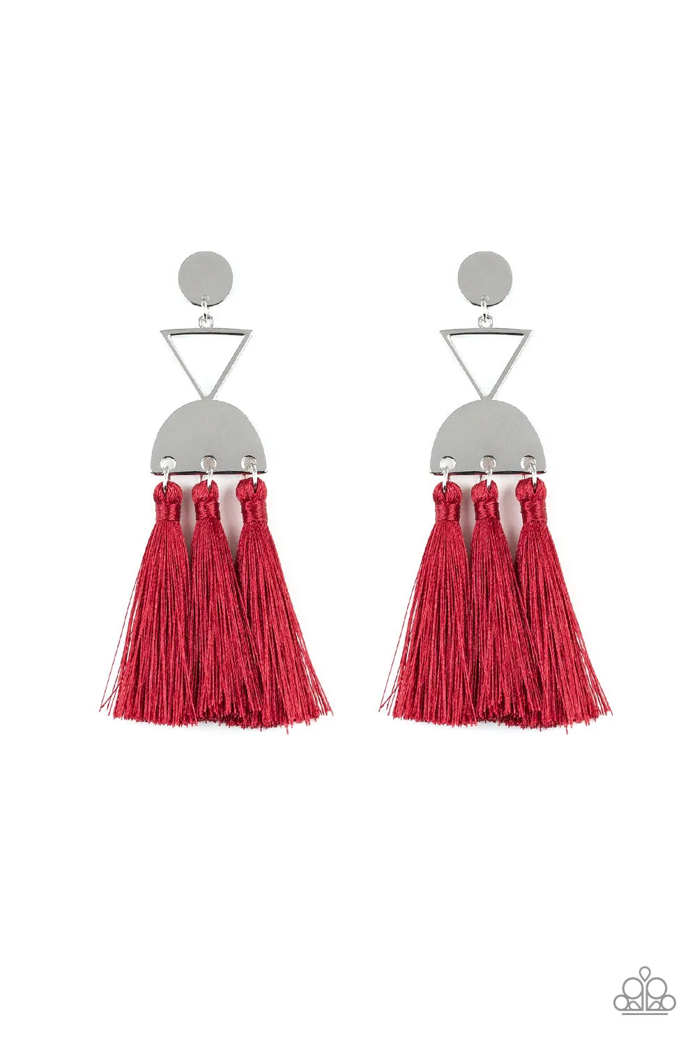 Paparazzi Accessories  - Tassel Trippin #E20 Bin - Red Earring