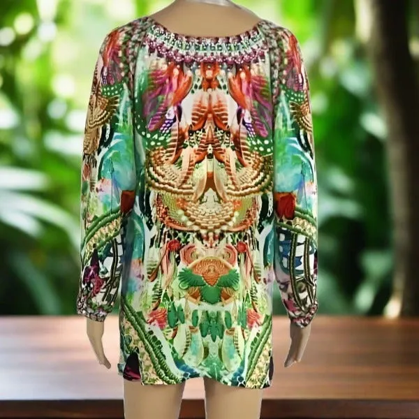 Paradise green silk gypsy top