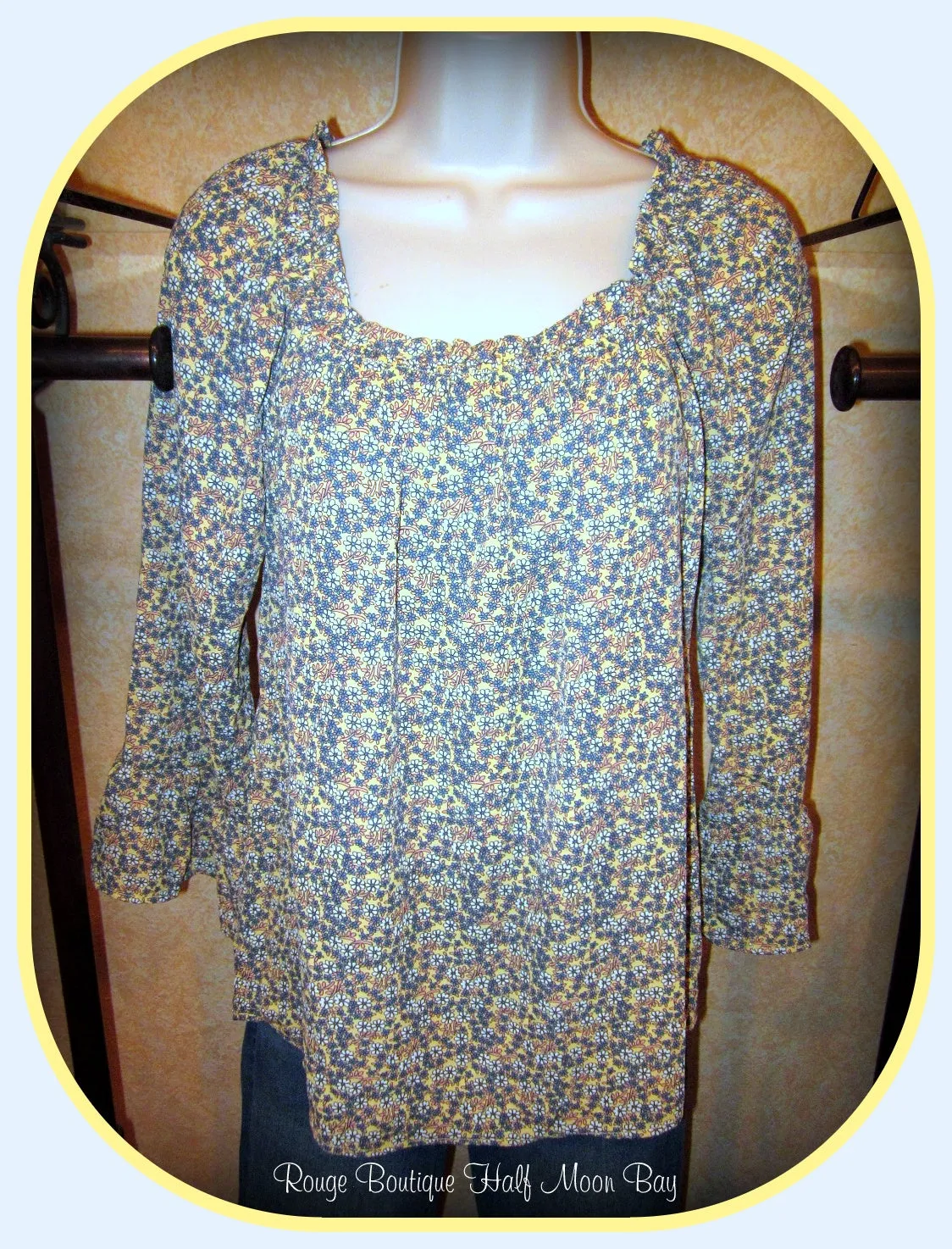 Peasant top (yellow floral)