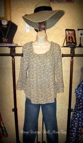 Peasant top (yellow floral)