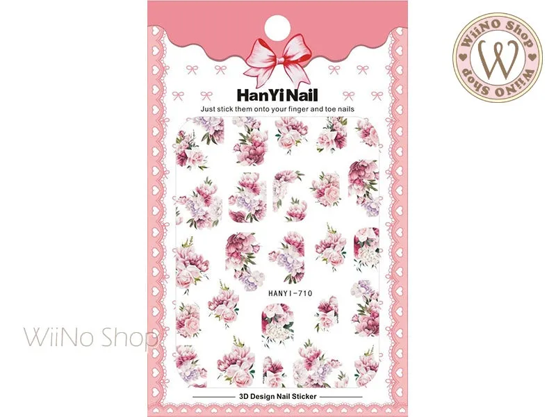 Peony Bloom Adhesive Nail Art Sticker - 1 pc (HY-710)