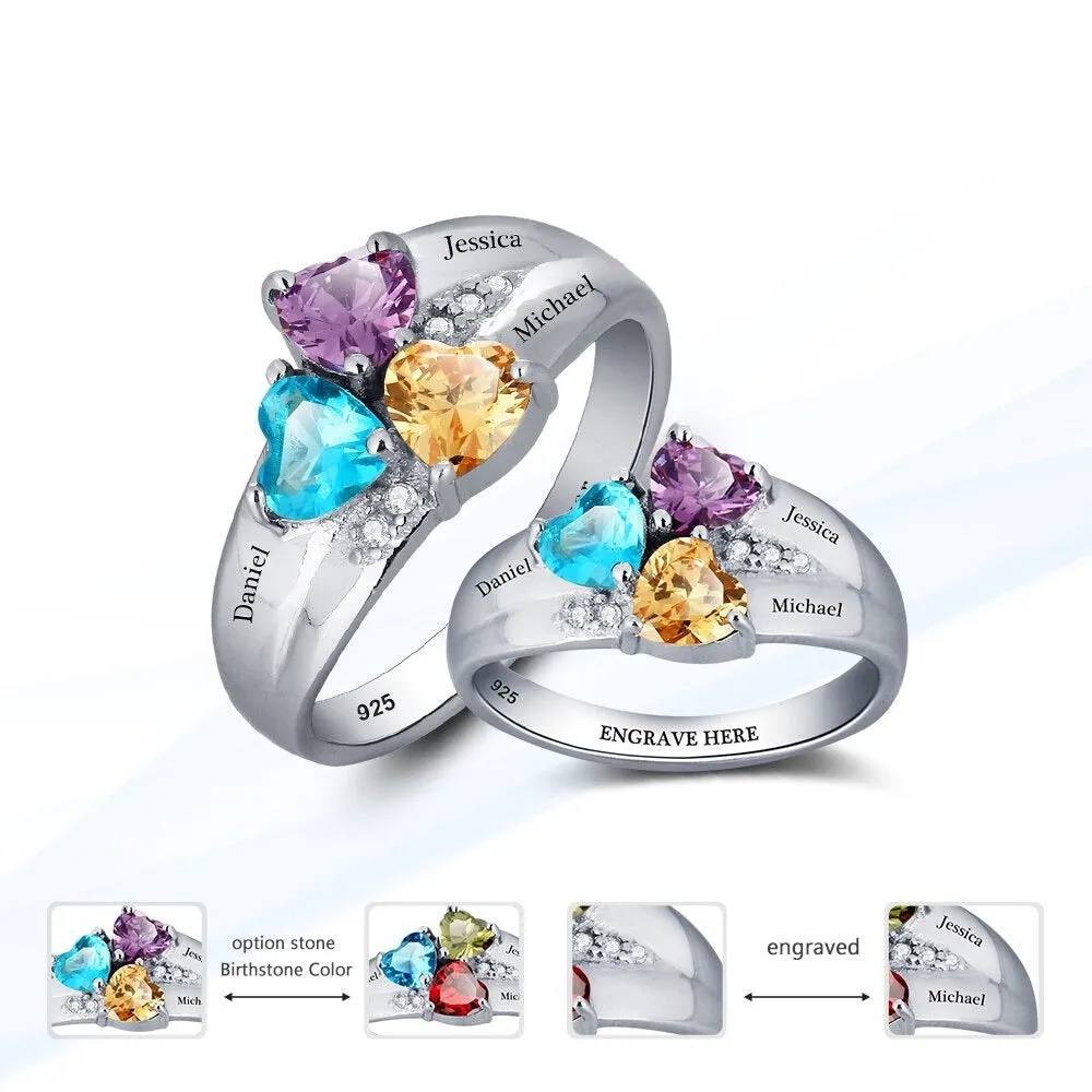 Personalized 3 Birthstone Ring