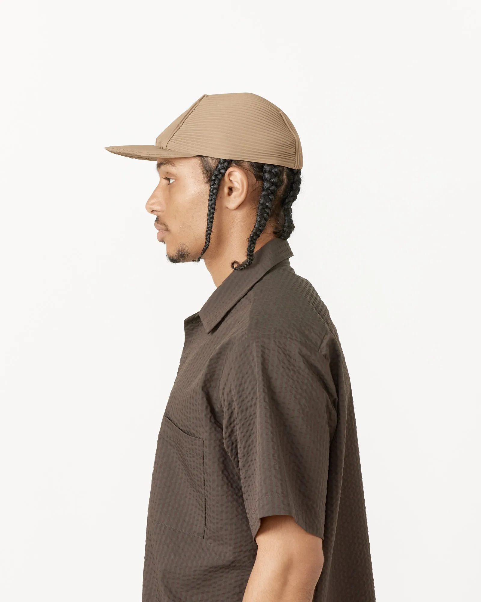 Pleats Cap in Light Mocha Brown