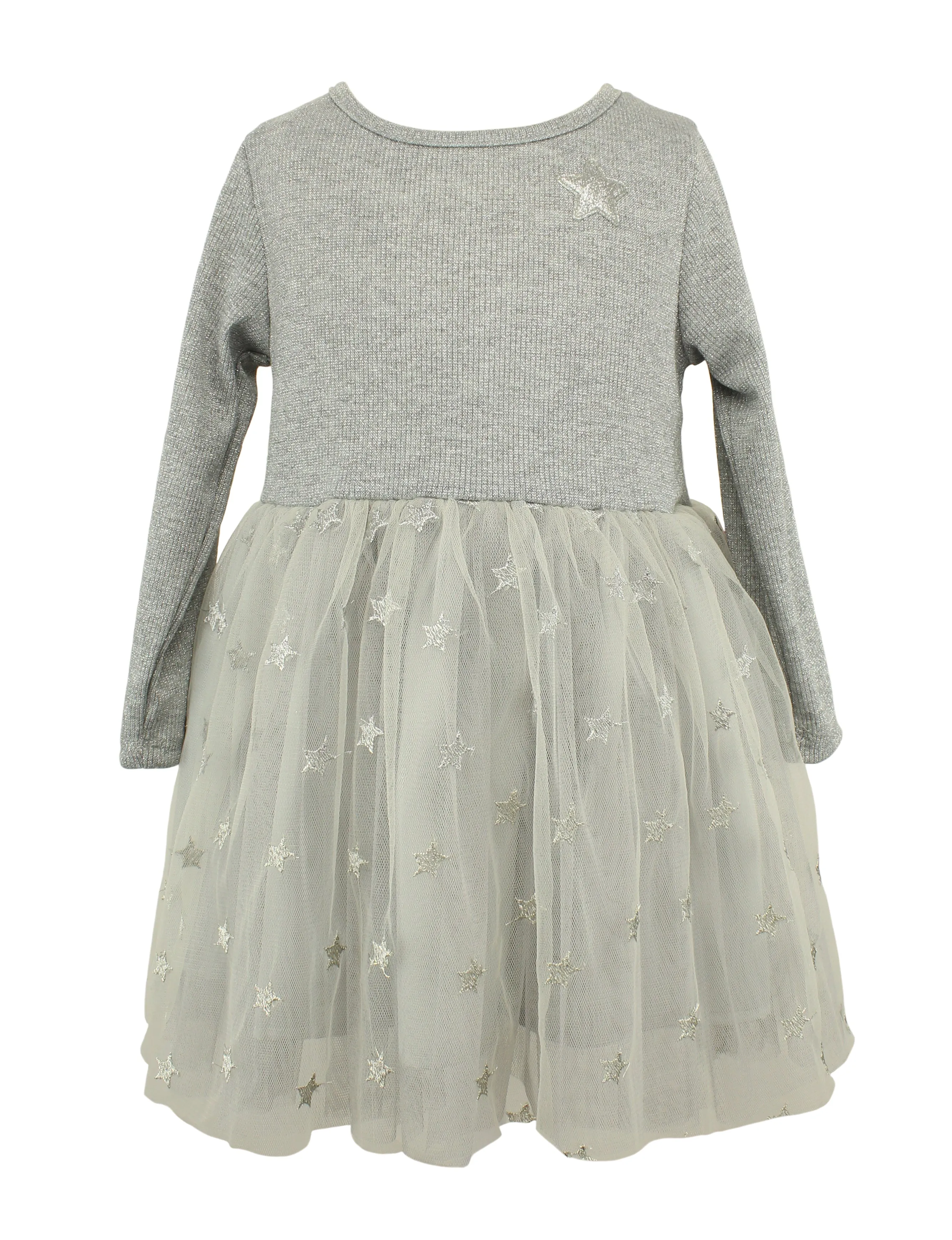 Popatu Baby Girls Grey Dress with Faux Fur Vest