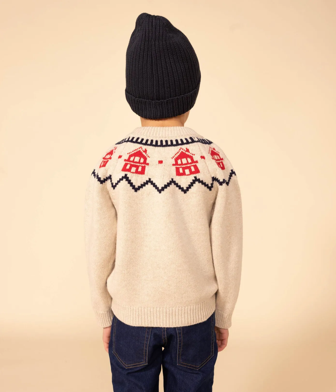 PULLOVER JAQUARD BAMBINO IN LANA E COTONE