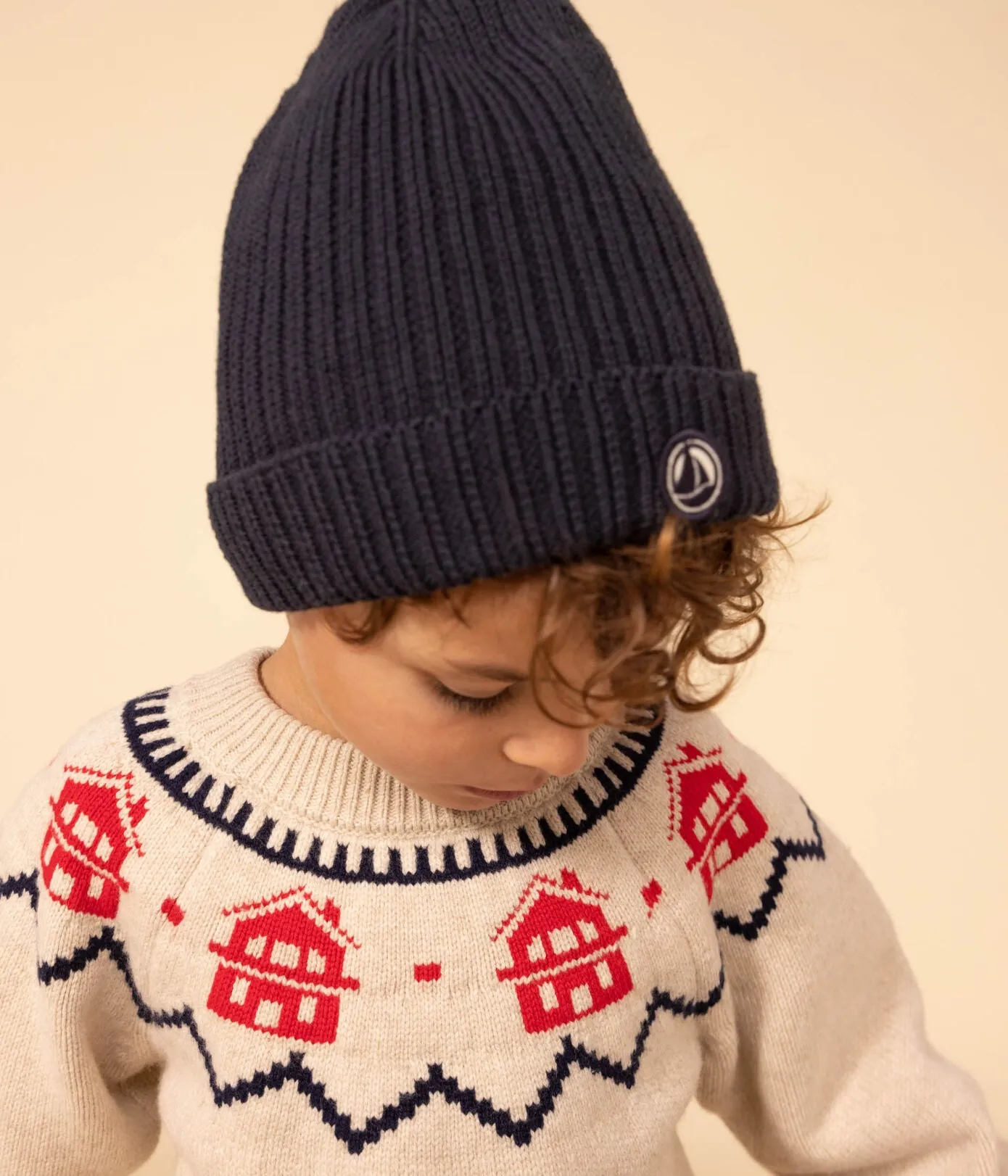 PULLOVER JAQUARD BAMBINO IN LANA E COTONE