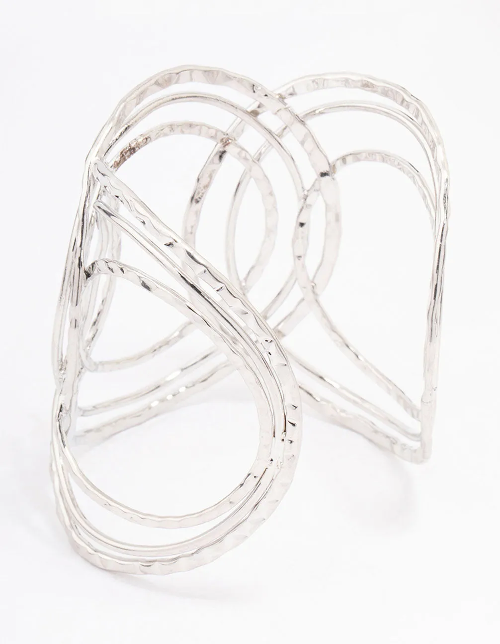 Rhodium Oval Loop Wrist Cuff