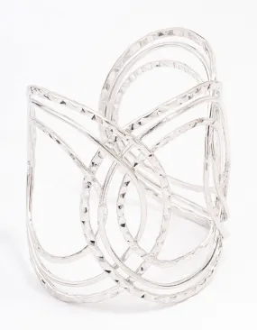 Rhodium Oval Loop Wrist Cuff