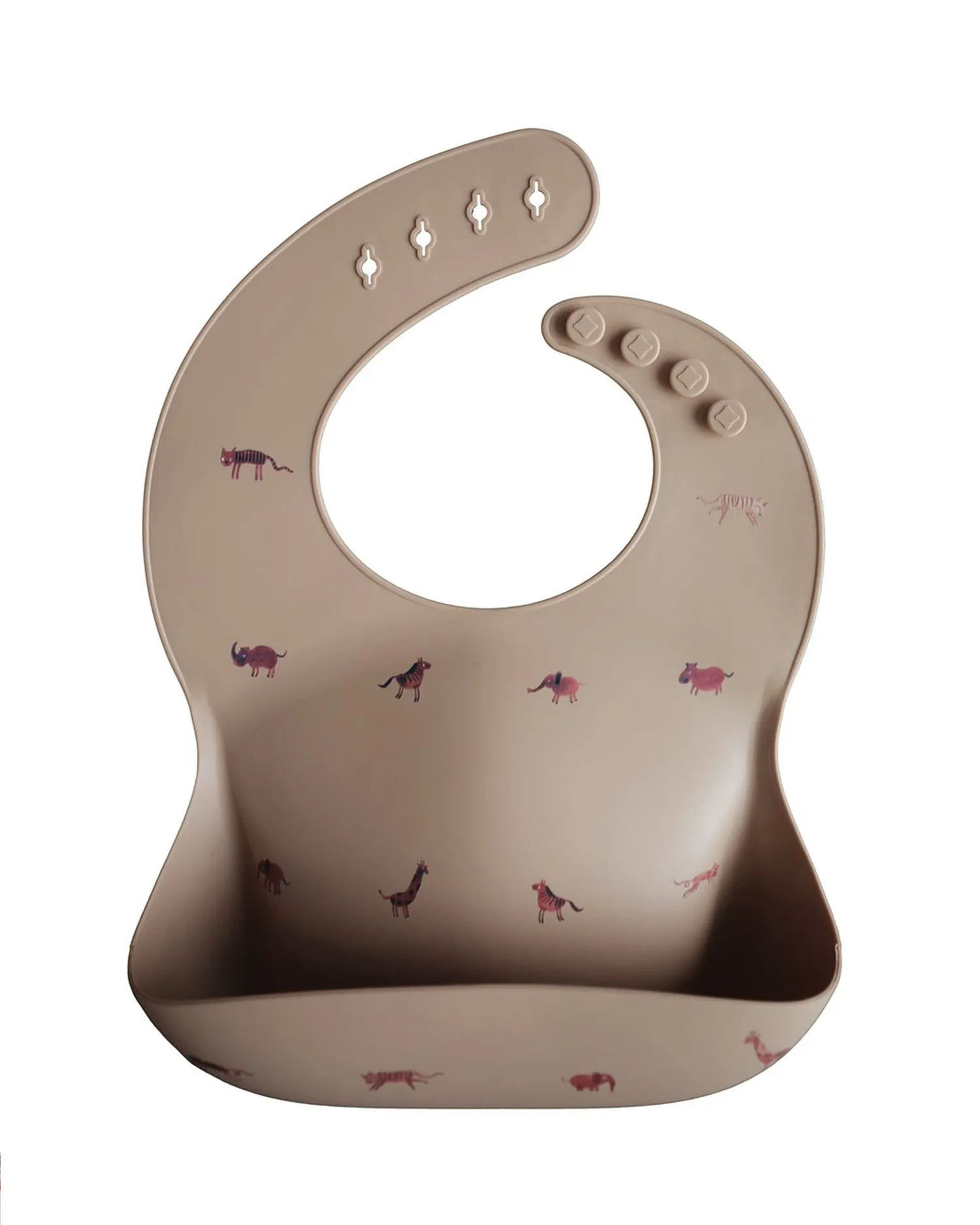 Silicone Baby Bib – Tan Safari