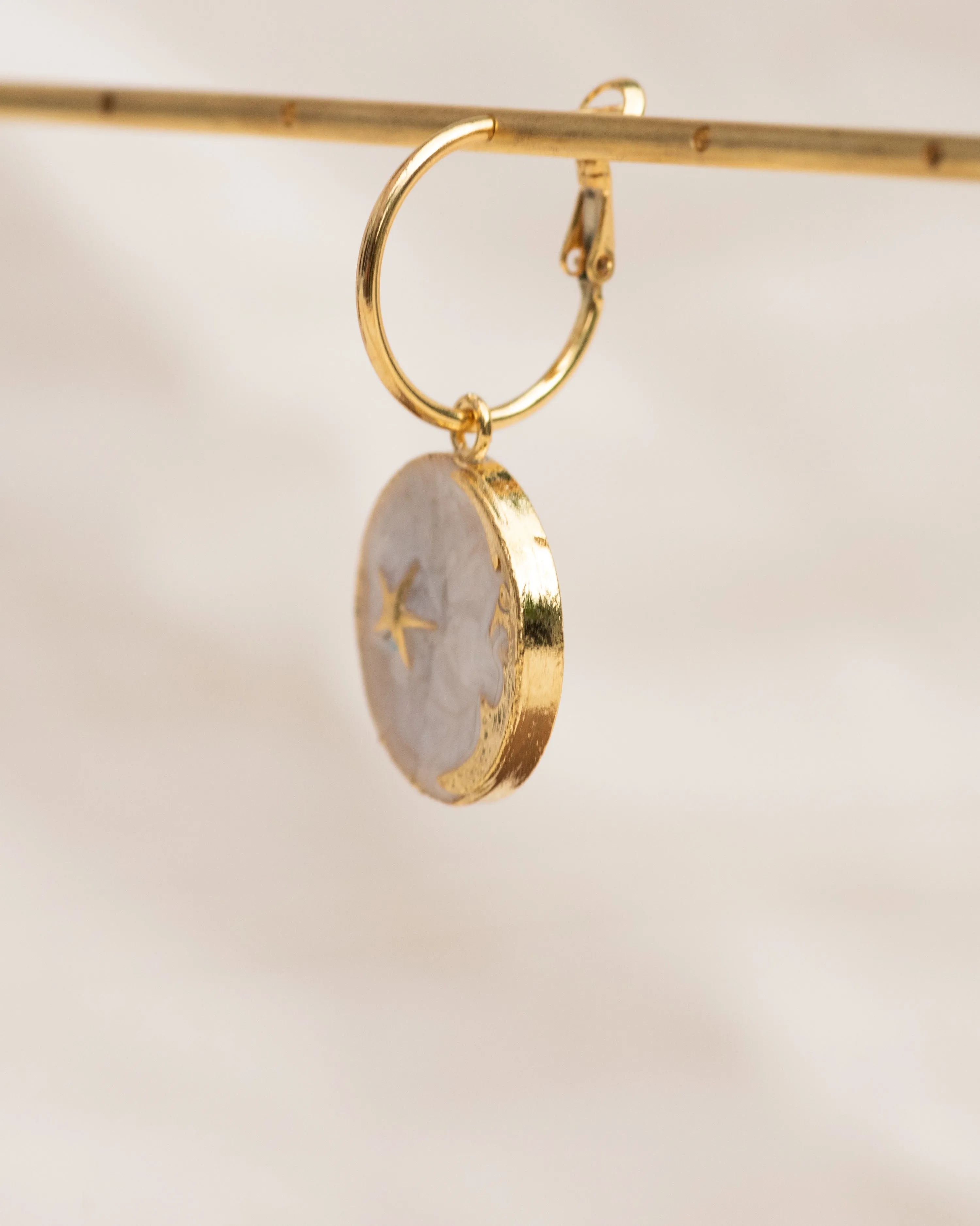 Single Charm Hoop Earring (Magical Moon)