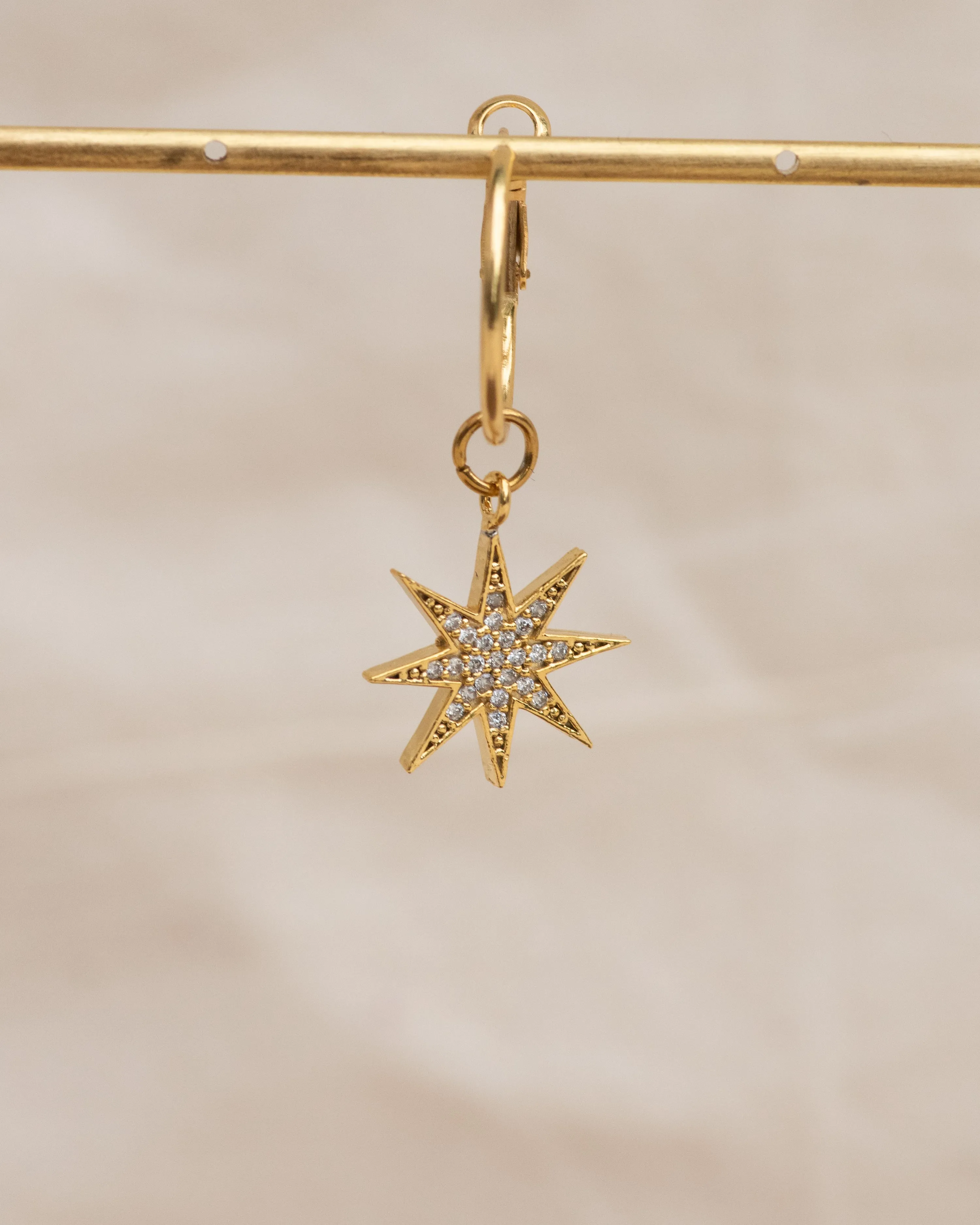 Single Charm Hoop Earring (North Star)