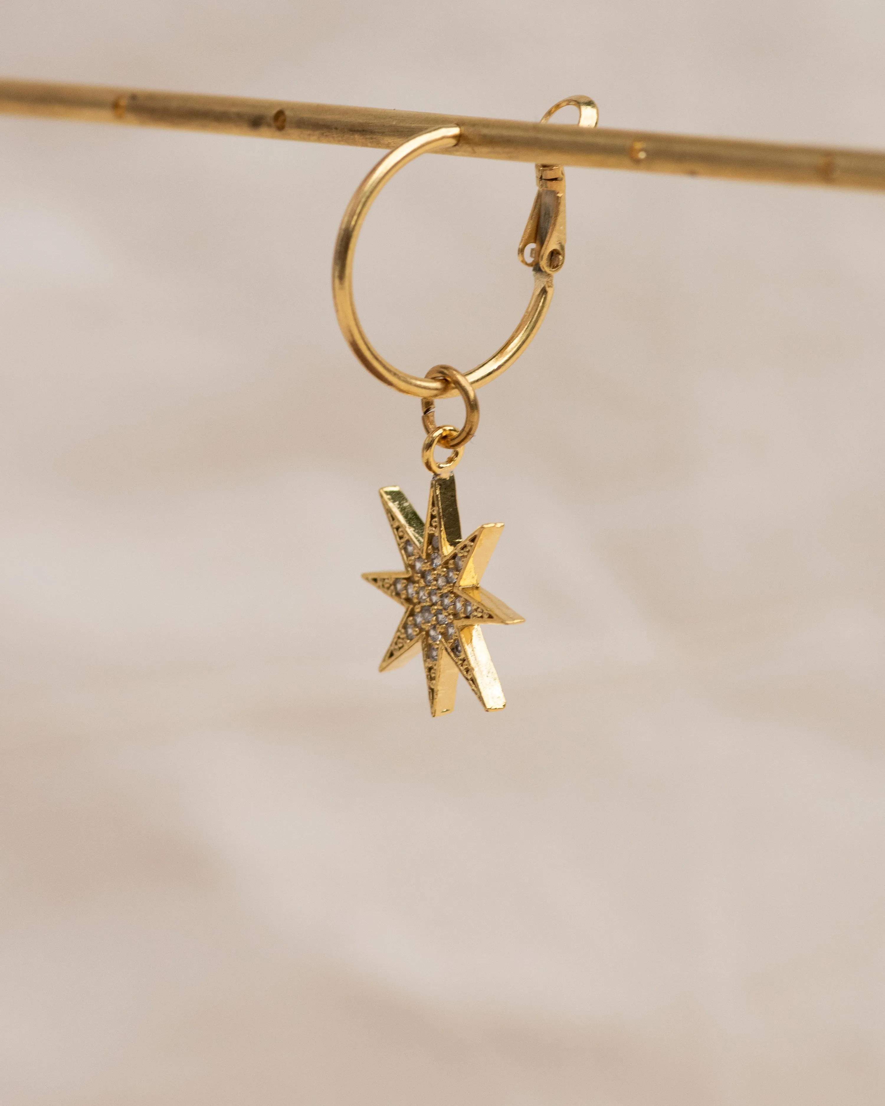 Single Charm Hoop Earring (North Star)