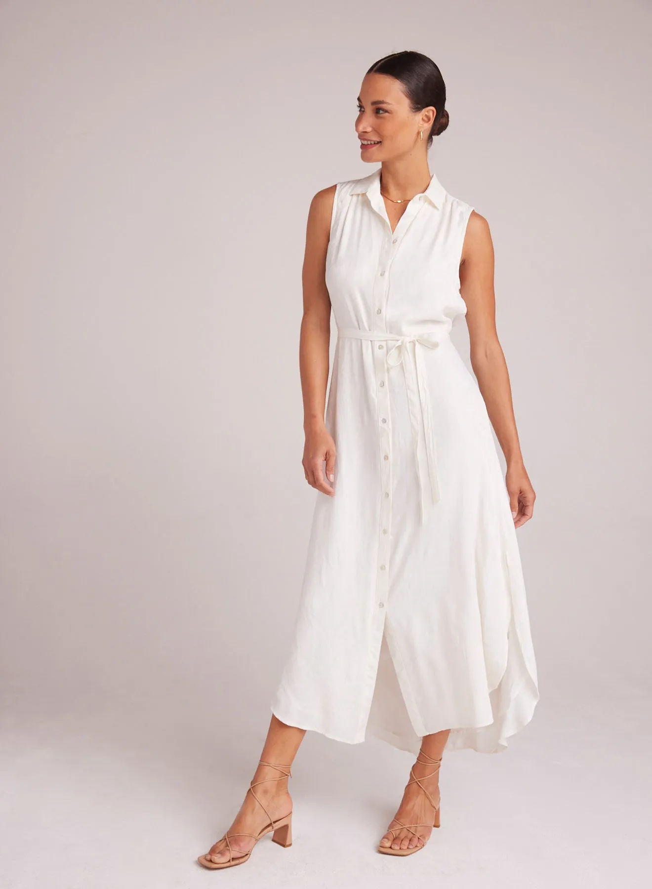 Sleeveless Shirred Maxi Dress - Off White