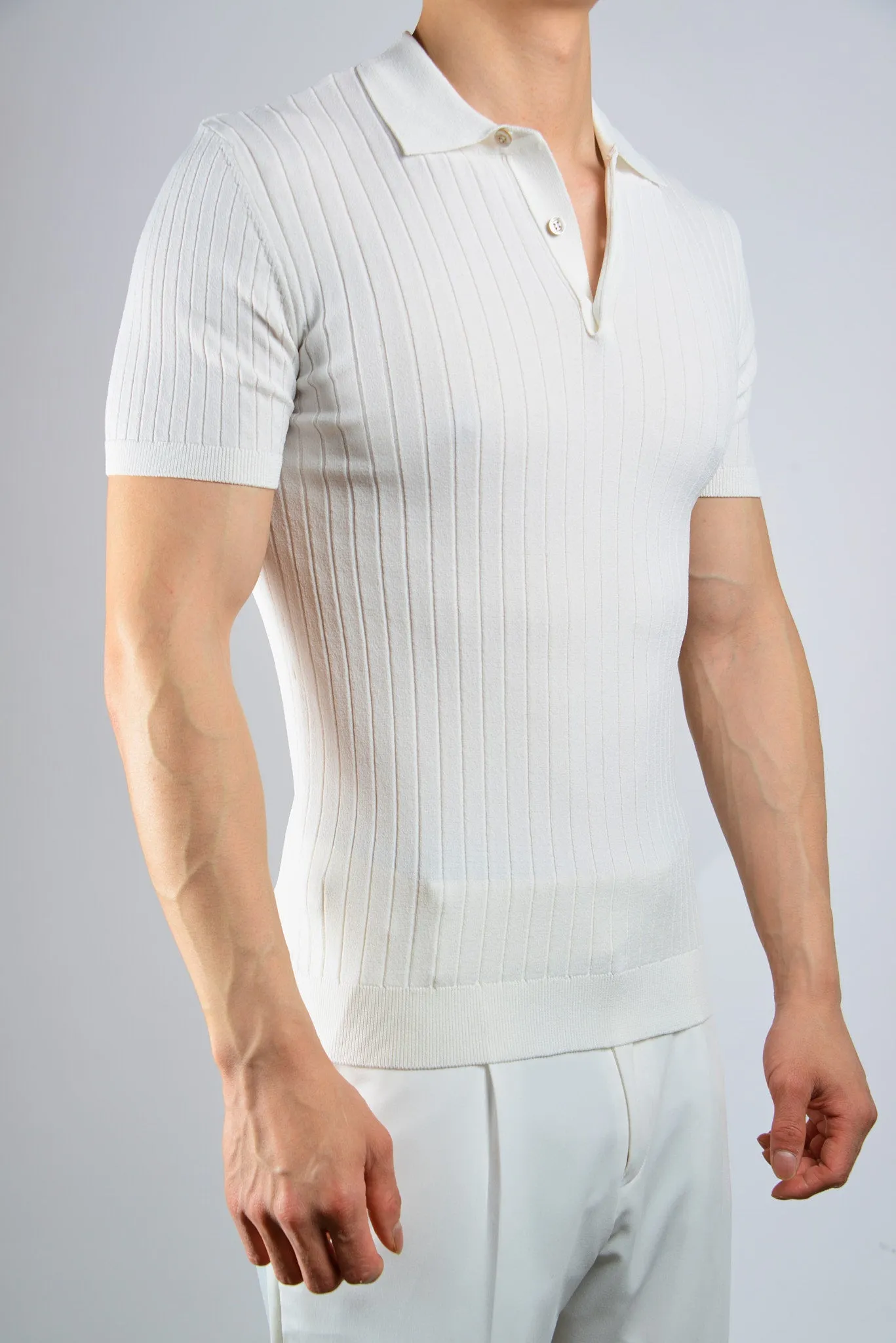 S/S Textured Ribbed Modern Polo