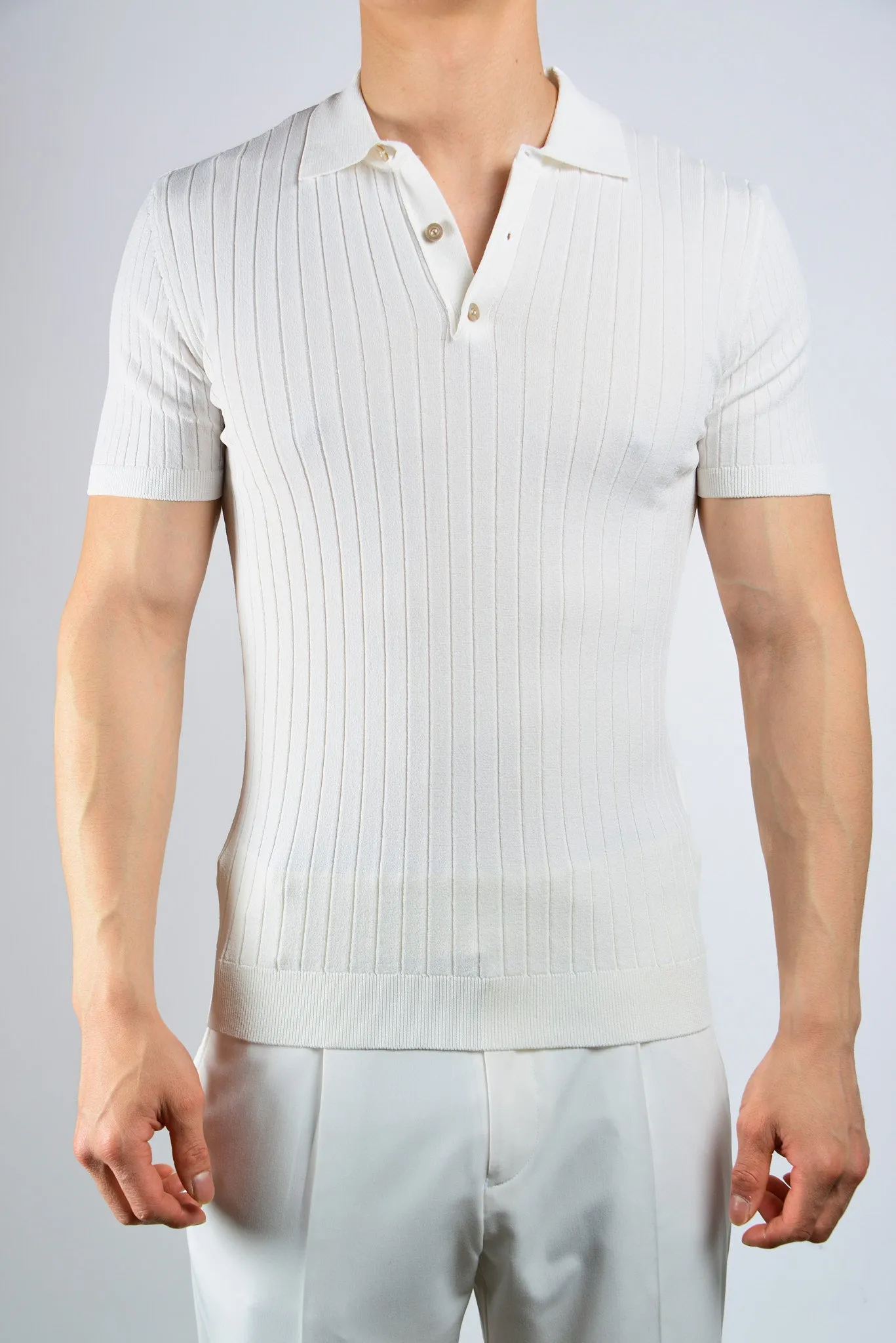 S/S Textured Ribbed Modern Polo