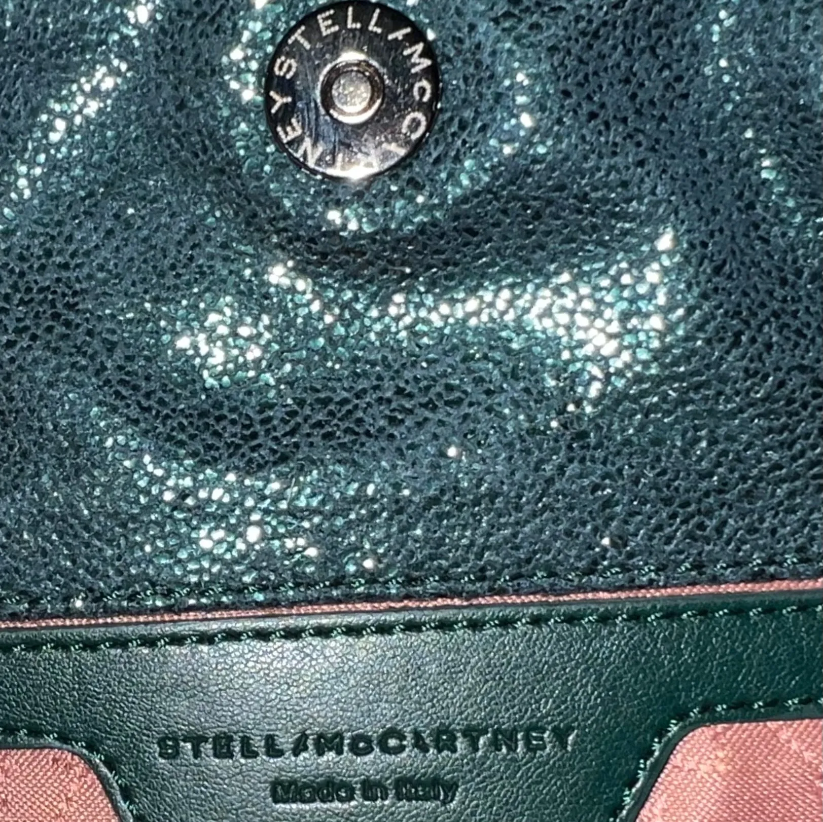 Stella McCartney Tiny Falabella Faux Leather Crossbody Bag Green Shimmer