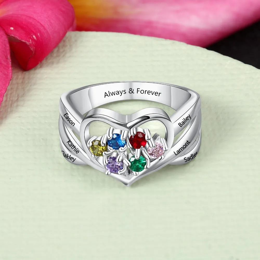 Sterling Silver Six Birthstones Ring