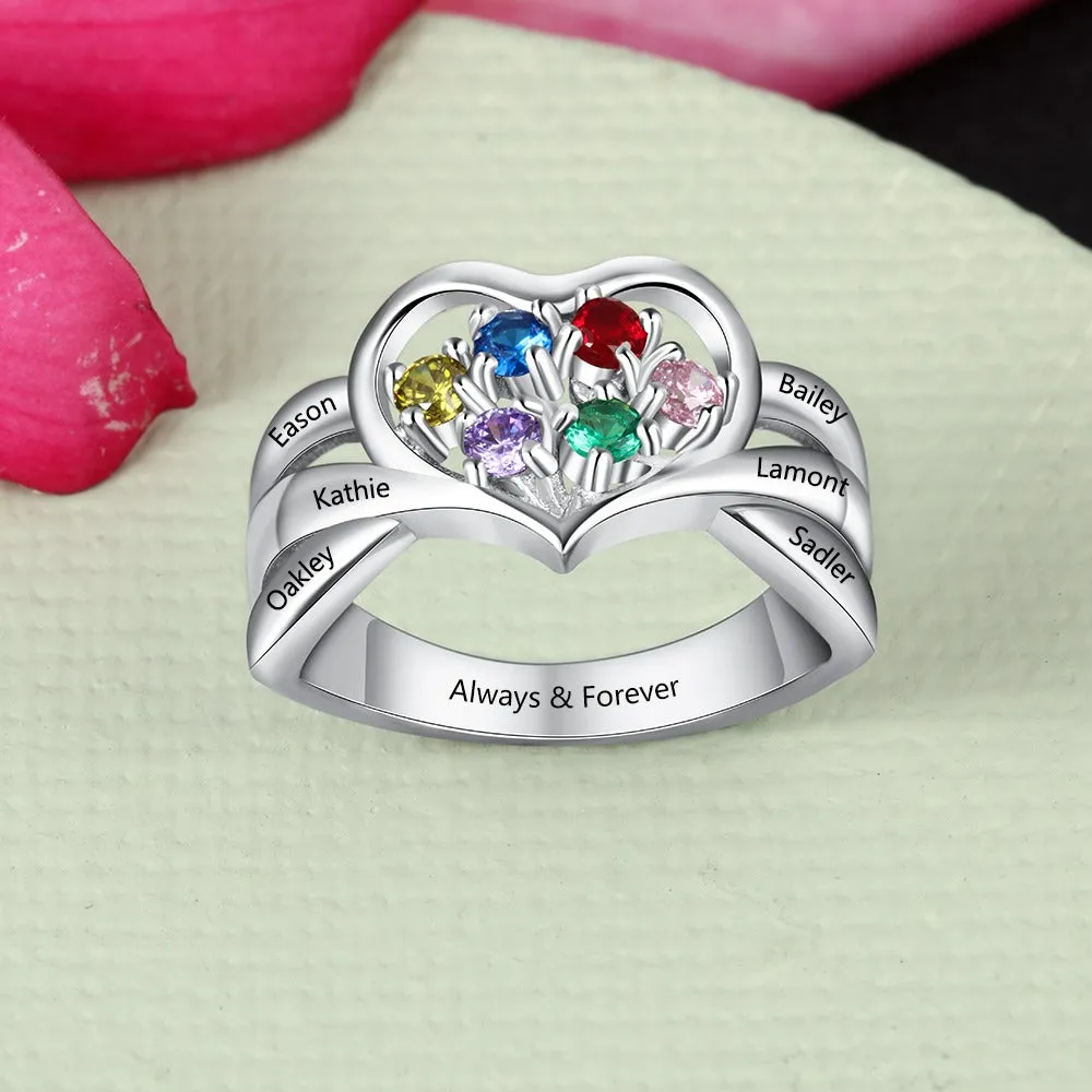 Sterling Silver Six Birthstones Ring