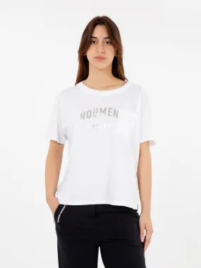 T-shirt con stampa cut-out bianca