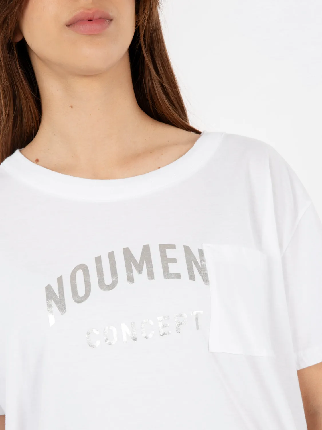 T-shirt con stampa cut-out bianca