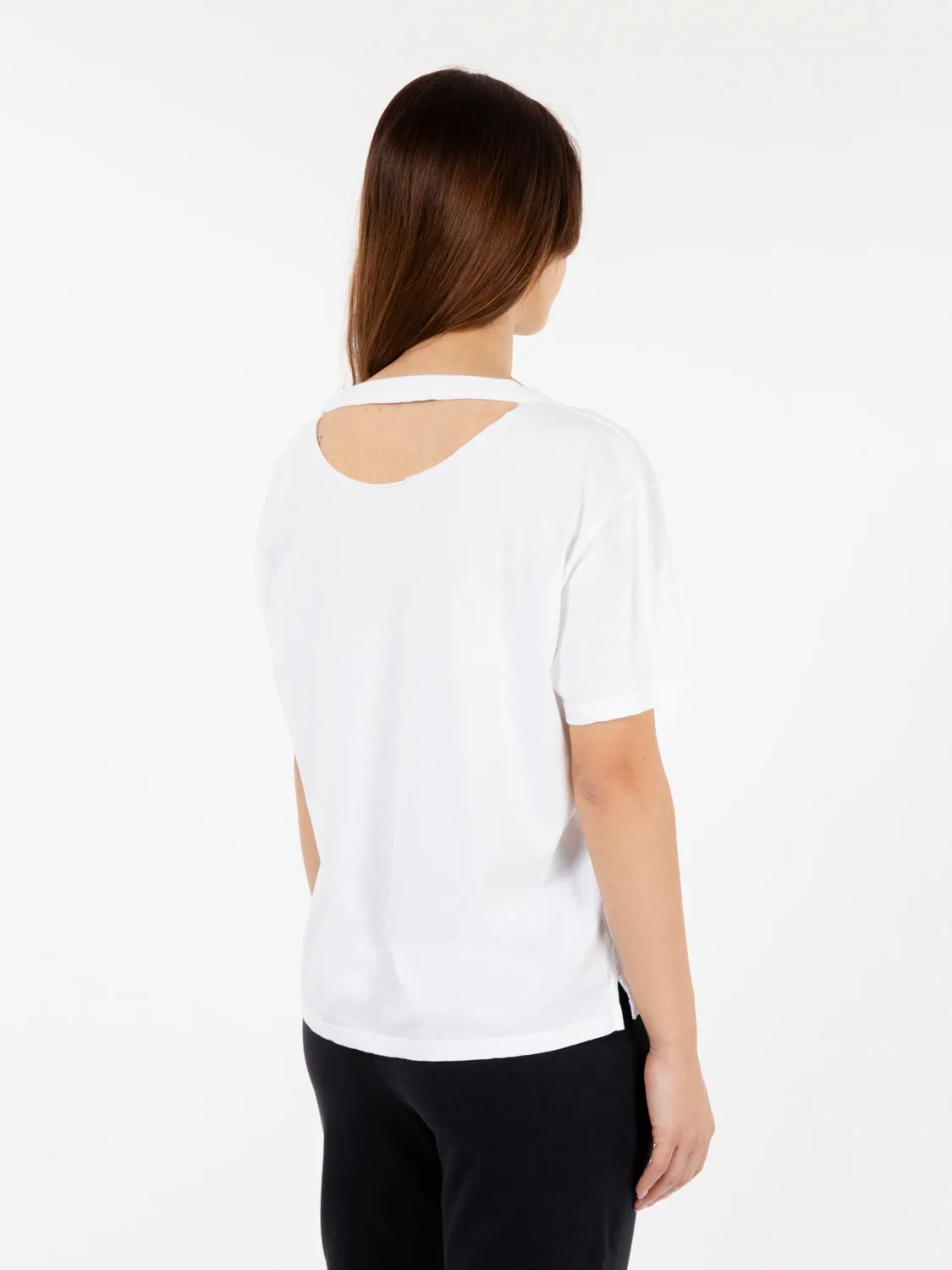 T-shirt con stampa cut-out bianca