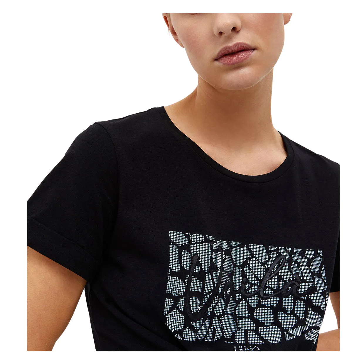 T-shirt Donna Liu-Jo Strass Nero