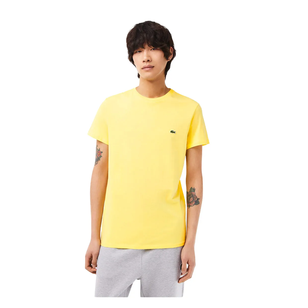 T-shirt Lacoste Girocollo Cotone Pima Giallo