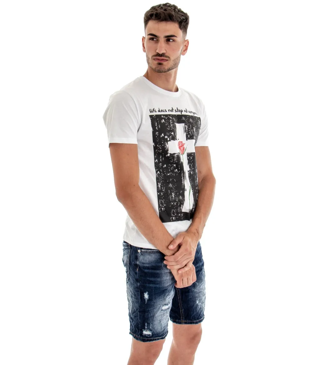 T-shirt Uomo Maglia Manica Corta Stampa Cotone MOD Girocollo GIOSAL