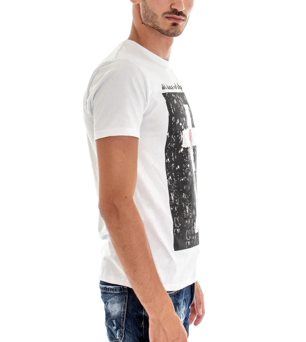 T-shirt Uomo Maglia Manica Corta Stampa Cotone MOD Girocollo GIOSAL